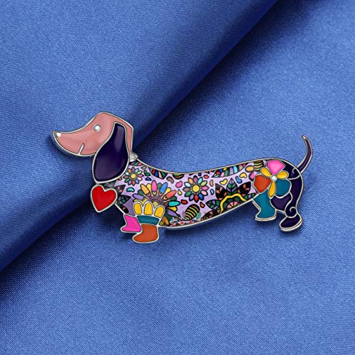 Image of Bonsny Enamel Alloy Sweet Dachshund Dog Brooches Pin Jewelry For Women Girls Novelty Gift Charms