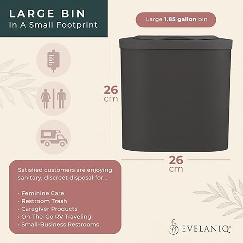 Miniatura 7 de Evelaniq Receptáculo de servilleta sanitaria para mujer (papelera + 150 bolsas de higiene) Almohadilla femenina y Tampón Receptáculo de eliminación