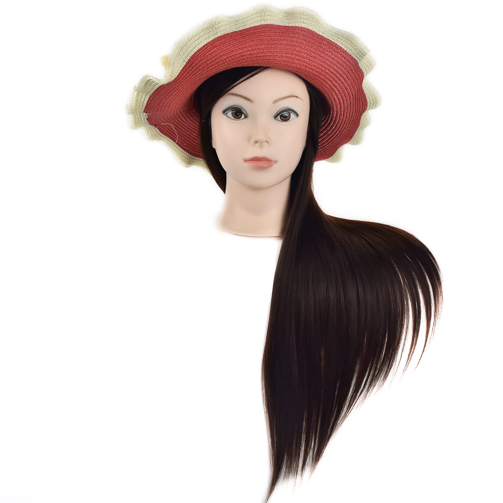 Testa di manichino con capelli sintetici per fare pratica con le acconciature, da 71,1 cm; morsetto incluso