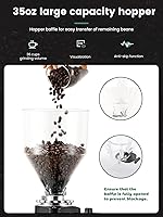 Vista 4 de Huanyu Flat Burr Coffee Grinder with 19 Grinding Settings Electric Coffee Bean Grinder Adjustable Bulk Coffee Grinder Large Capacity 35oz Black