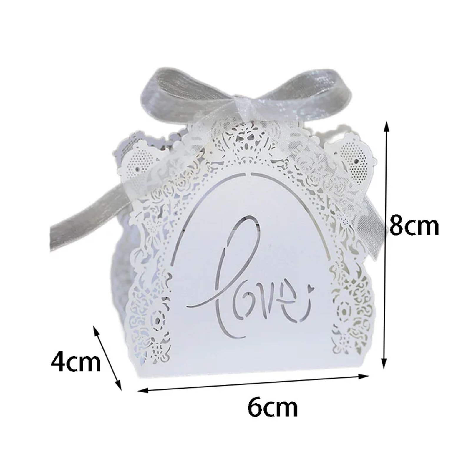 Cajas Regalo Caja de 50 caramelos chocolate con forma rosa hueca, bonita y romántica caja regalo for boda cinta for fiesta cumpleaños(Ivory)