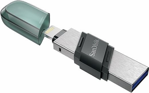 SanDisk iXpand USB 3.0 Flash Drive Flip 128GB for iOS and Windows, Metalic