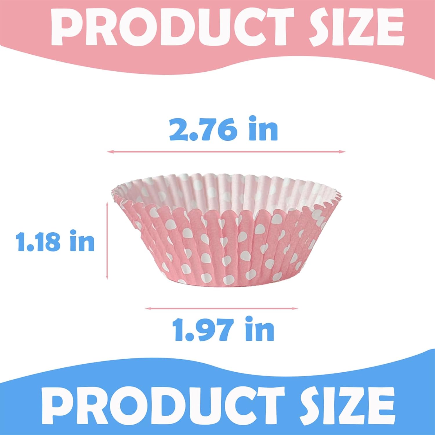 Gender Reveal Cupcake Liners, Pink and Blue Baking Cups, Muffin Paper Wrapper Decorations for Birthday Party, Baby Shower(Polka Dots)