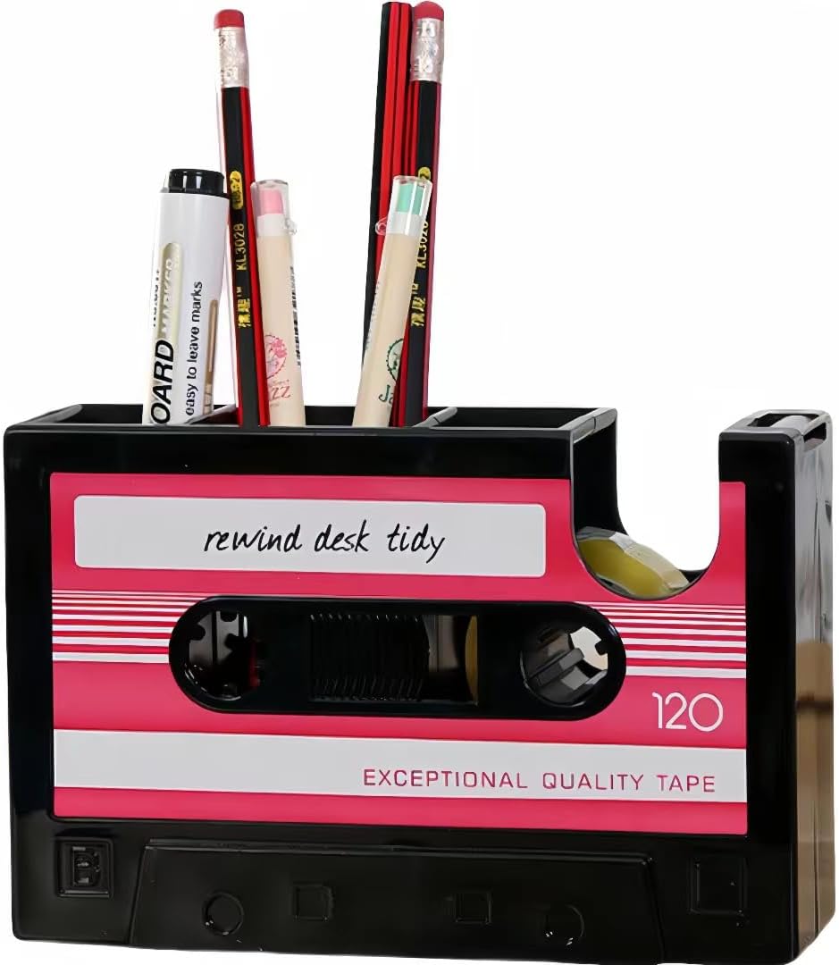 Soporte de cinta de casete vintage para escritorio, suministros de oficina, decoración de cubículos, accesorios de espacio de trabajo, organizador