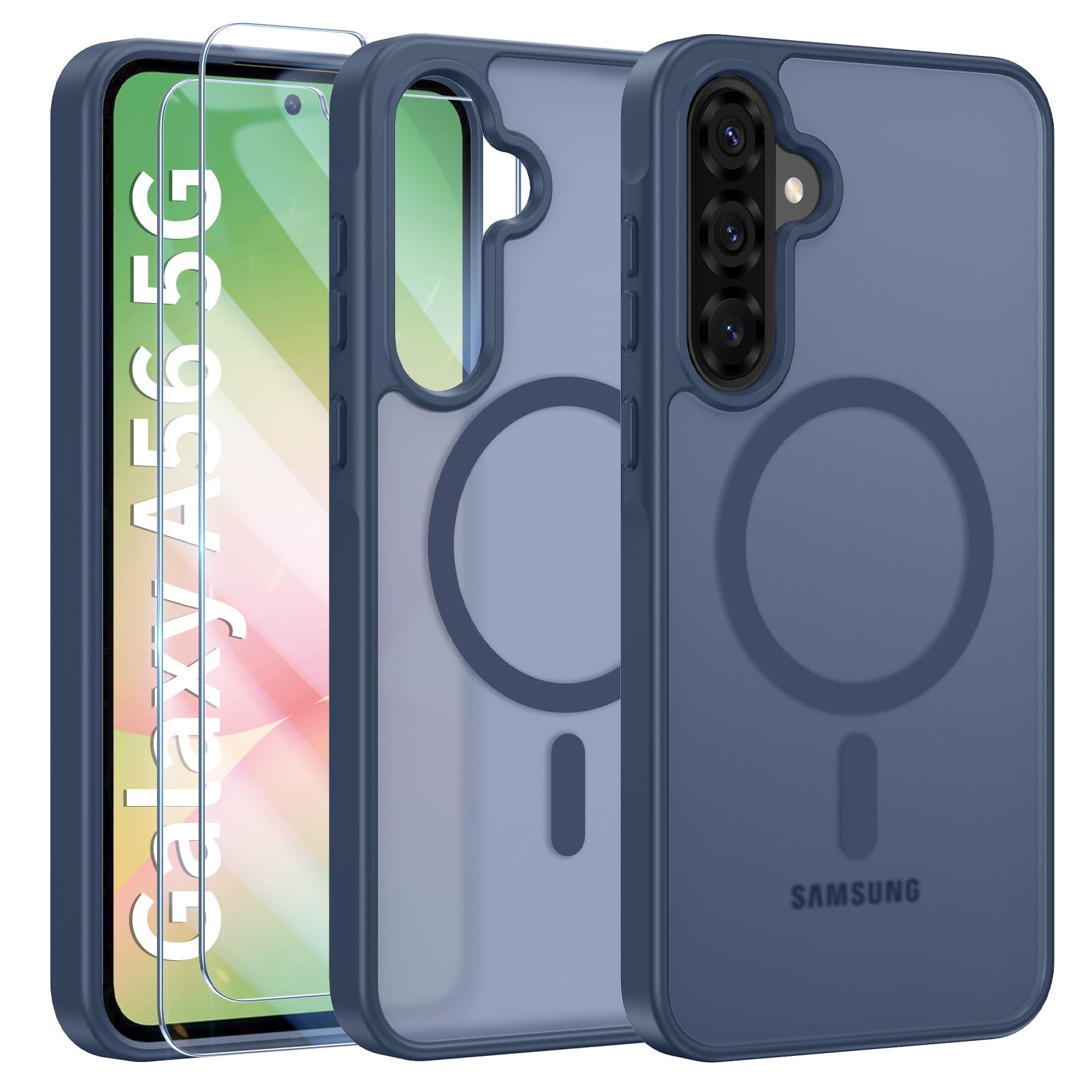 Opkiegrn Magnetisch HandyHülle Kompatibel mit Samsung Galaxy S22 Kompatibel mit MagSafe mit 2 Schutzfolie,Vollständiger Kameraschutz, Stoßfest Dünn Durchscheinende Matt SchutzHülle (Grau)