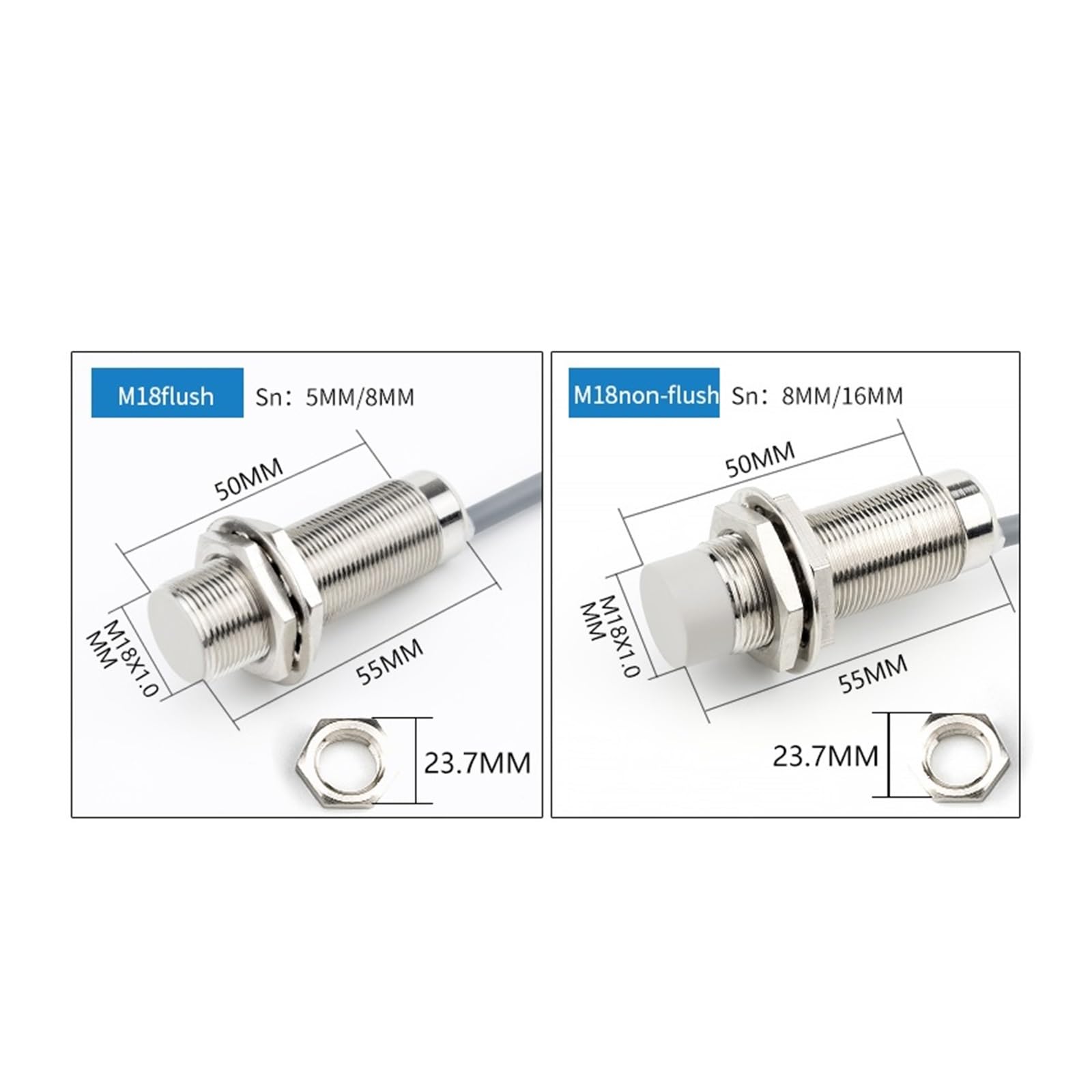 Der zylindrische Näherungssensor der Serie M1c8 verwendet Hochleistungskomponenten und einen induktiven Näherungsschalter.(M18 Non-flush 8mm)