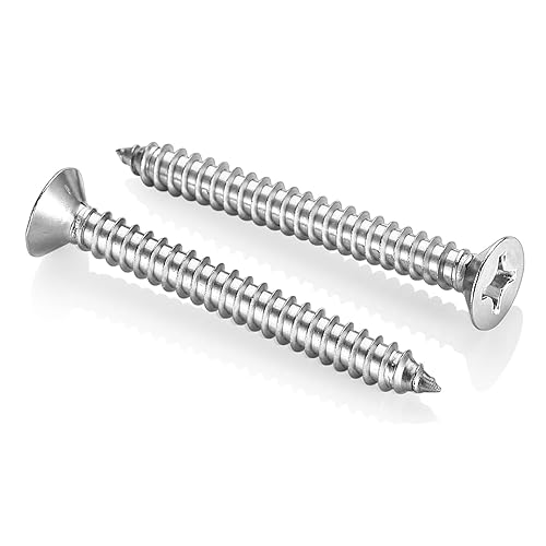 Tornillos Phillips Drive para madera, 25 unidades #14 x 3 pulgadas (58 a 3 pulgadas) de cabeza plana, tornillos de madera de acero inoxidable 304