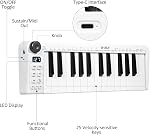 Rechargeable Keyboard,HUIOP SMK-25mini MIDI Keyboard Rechargeable 25-Key MIDI Control Keyboard Mini Portable USB Keyboard MIDI Controller with 25 Velocity Sensitive Keys 1 Knob