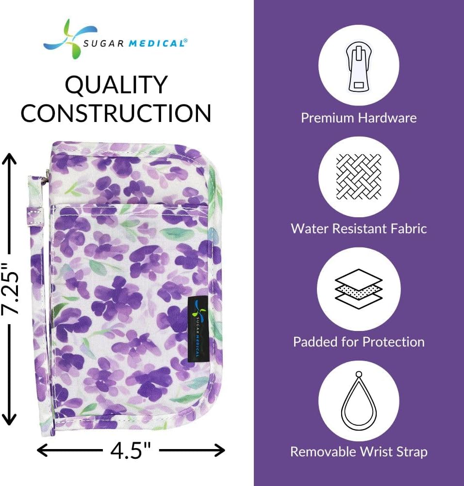 Sugar Medical Diabetes Supply Case |Diabetic Care Products | Diabetic Supplies Travel Organizer | Diabetic Supply Bag | Glucose Meter Kit | Diabetic Bags for Supplies | Glucometer Case (Tessa Floral)