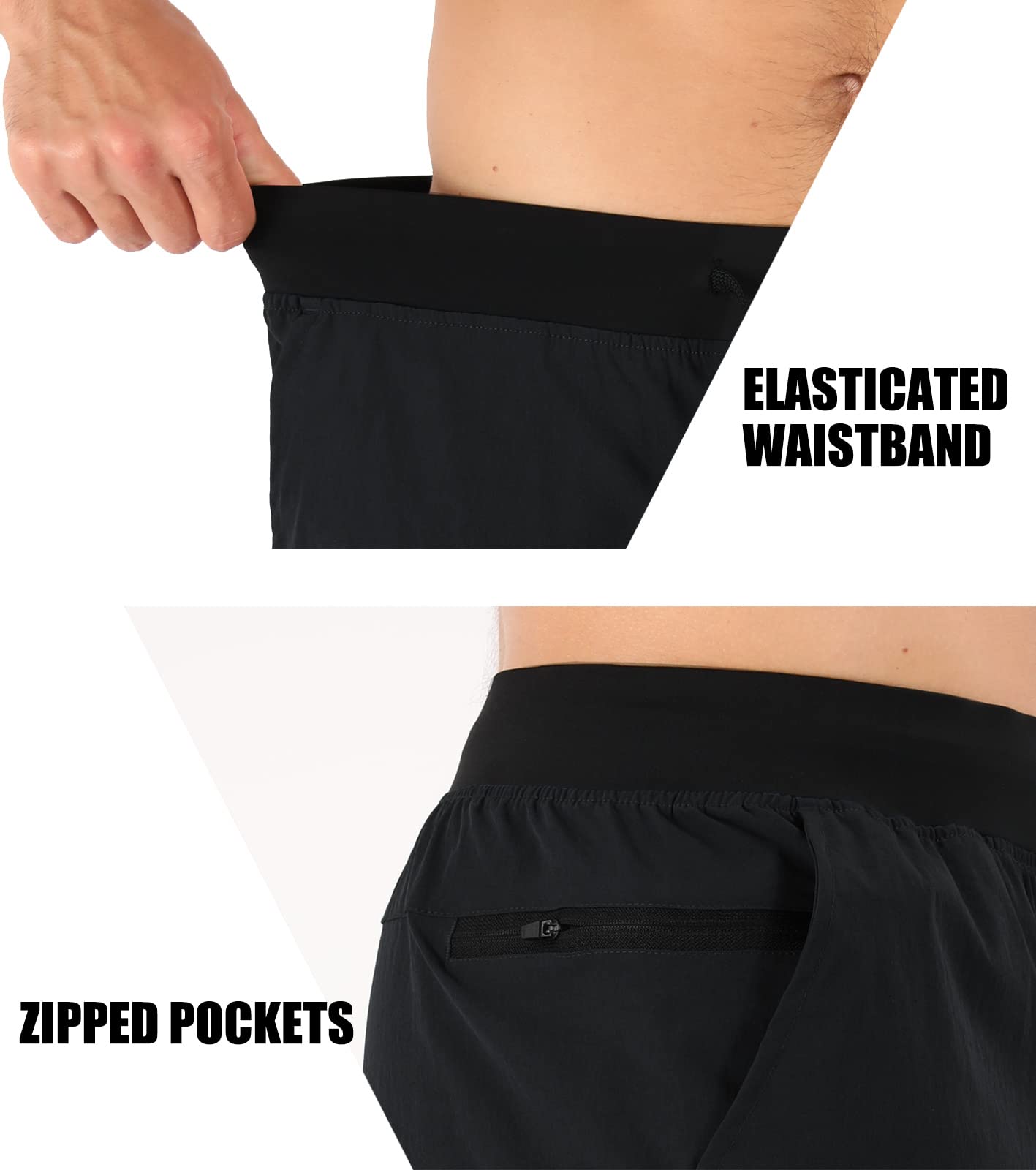 Pantalones Cortos Deportivos 7" Running Shorts Ligeros Secado Rápido con Bolsillo con Cremallera