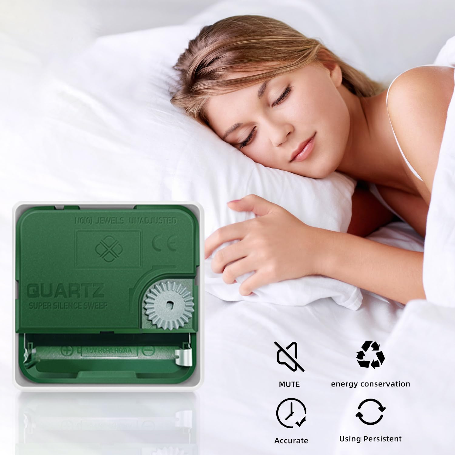 TIMESS Reloj de pared, 40,6 cm, silencioso, funciona con pilas, cuarzo analógico con pantalla LCD para calendario perpetuo y temperatura F, ideal para el hogar, dormitorio, cocina, oficina (plateado)