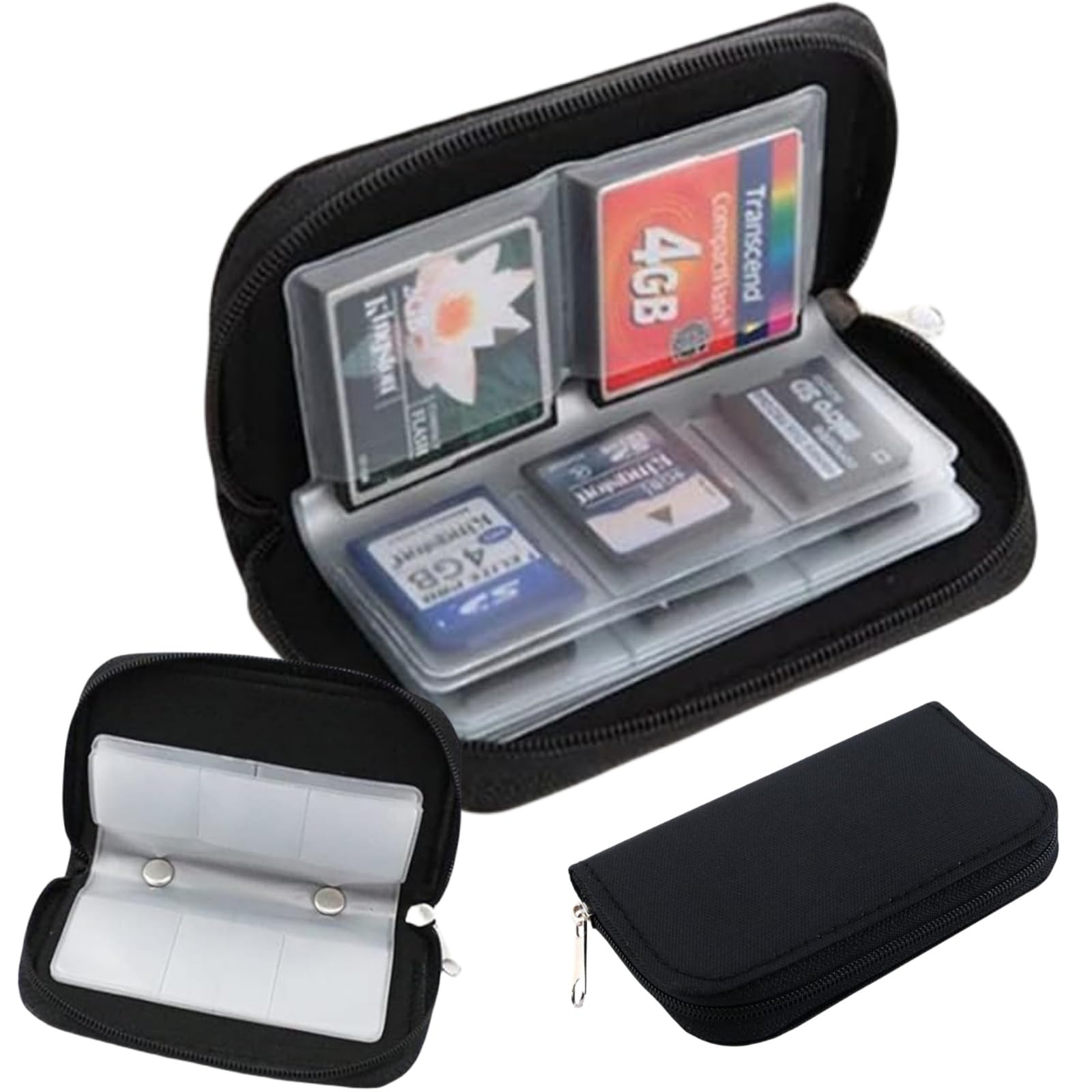 Custodia Per Schede Di Memoria Con 22 Slot - Porta Schede SD, CF, Con Cerniera, Nera - Foto 7