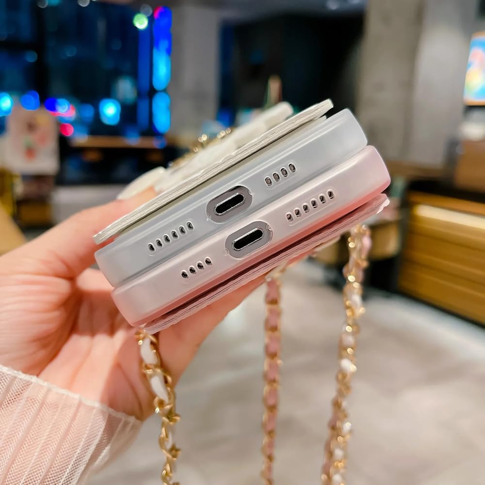 z damskim lustrem do makijażu etui na karty pasujące do iPhone 15 Pro Max 14 13 12 11 odpinany pasek na ramię etui na telefon, różowy, do iPhone 14 Pro
