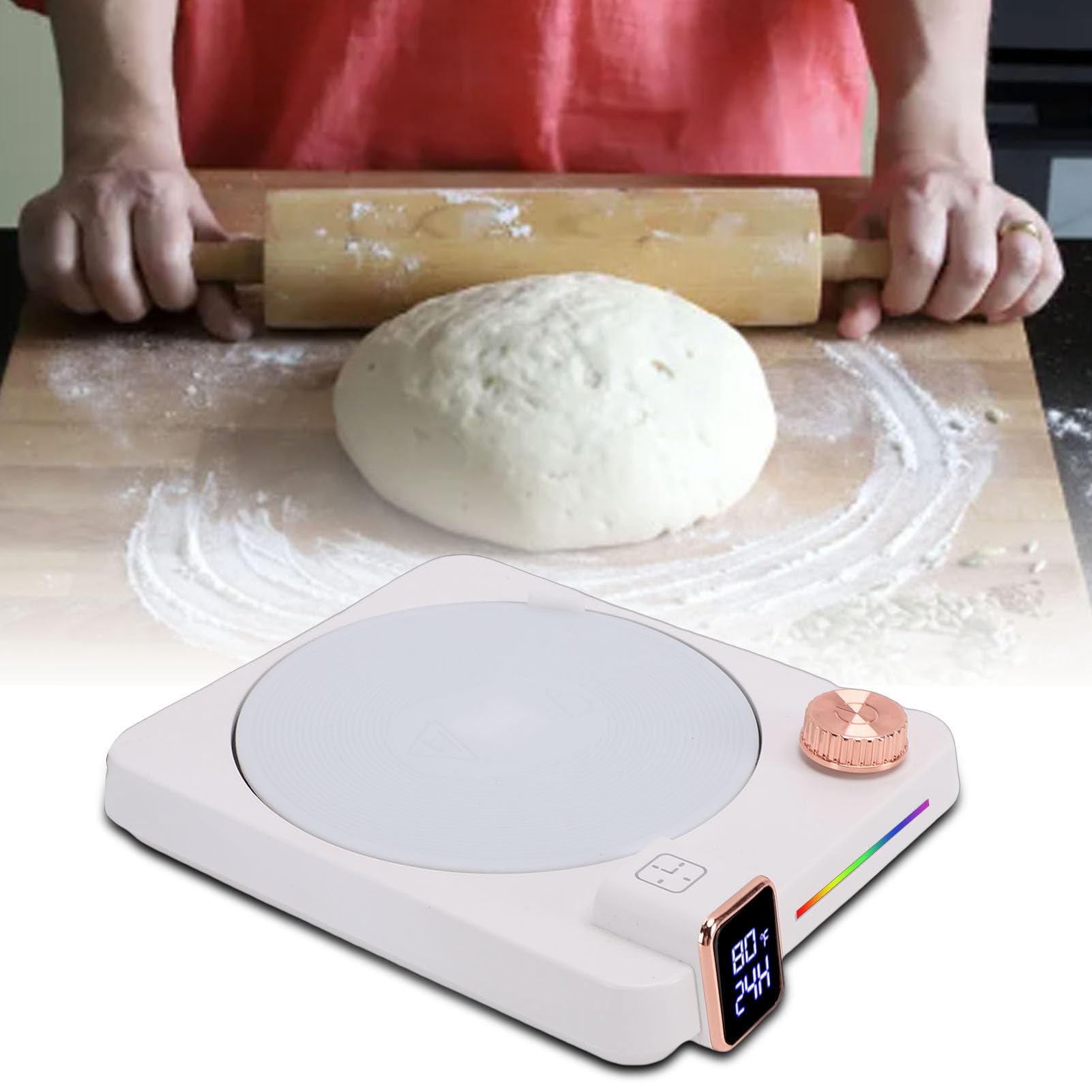 Generic Calentador de Masa Madre para Principiantes, Alfombrilla Calentadora con Control de Termostato Eficiente y Temporizador para Entusiastas del Pan Casero (WHITE)