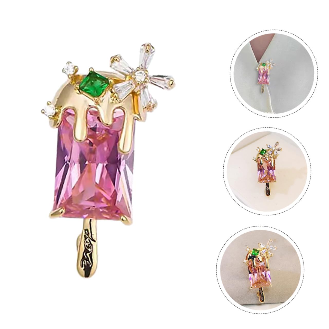 Holibanna Spilla di gelato di cristallo per decorativo smalto spillo bandalette gelatto gioelli fermacapelli bolitore spille di rame spilla da donna spilla da bucato spilla delicata in rame