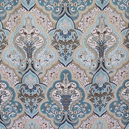 Boho Blue Brown Fabric Hotel Quality Shower Curtain: Elegant Floral Paisley Damask Textured #TOP2