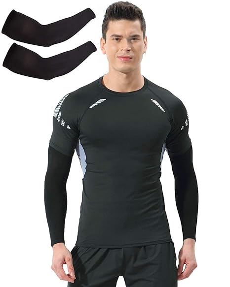 THE BLAZZE 2012 UV Sun Protection Cooling Arm Sleeves - UPF 50 Compression Arm Cover Shield for Men for Basketball, Running, Riding, Cycling, Golf, Volleyball, Baseball & Foodball