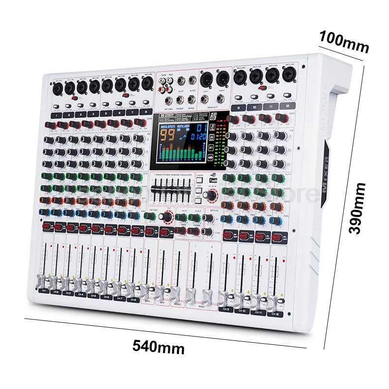 Mixer Digitale USB Bluetooth a 12 canali con 99 Tipi di Effetti di Riverbero for spettacoli di Nozze sul palco