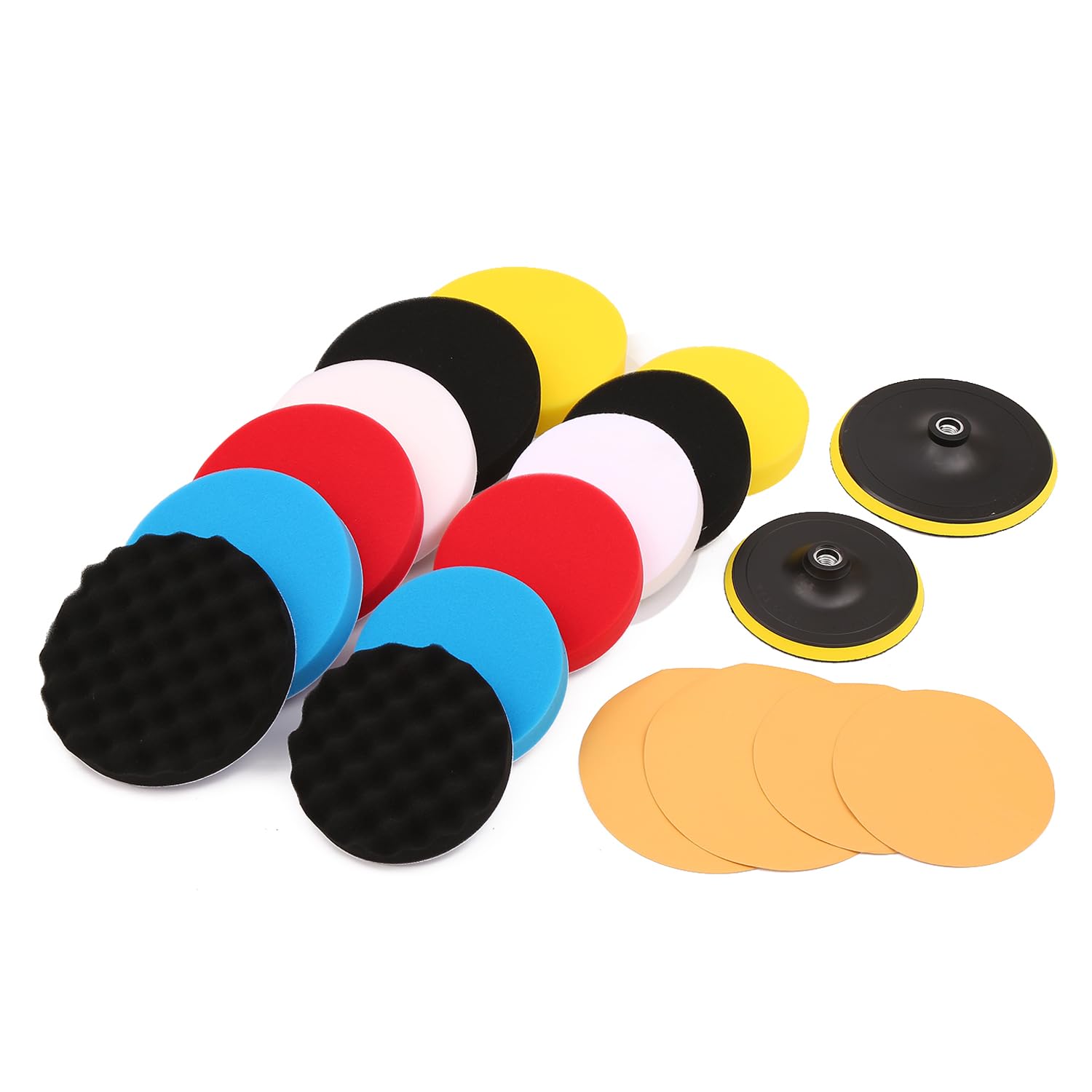 KATSU Tools 18 pezzi 150 mm 180 mm lucidatura lucidatura spugna pad M14 dischi di supporto kit carta vetrata autoadesivo per 5 pollici 6 pollici auto buffer DA doppia azione lucidatrice levigatura