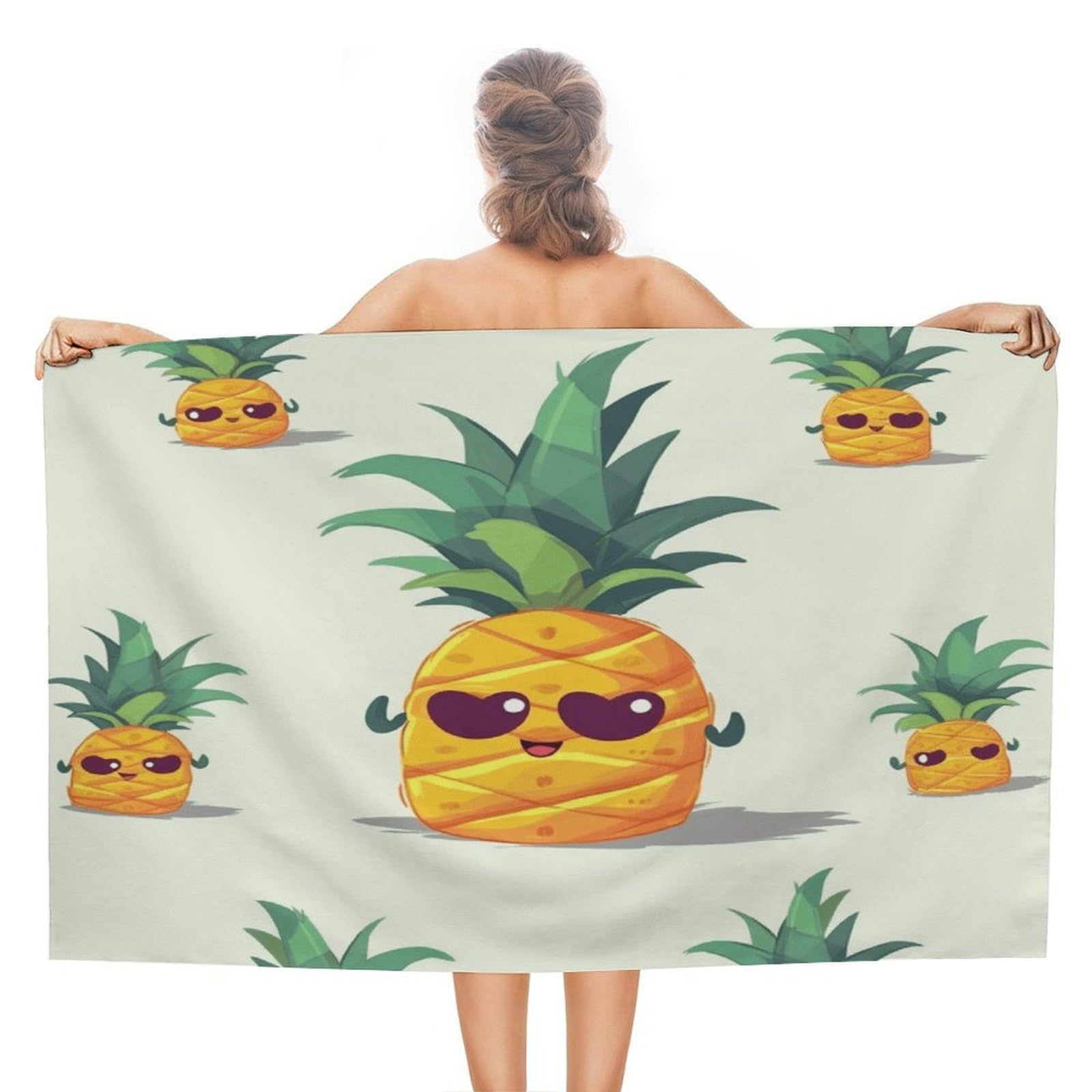 VstaDank Cute Pineapple Beach Towel 51x31 Inch Oversized Soft Bath Towel Luxury Plush Thick Hotel Swim Pool Towels Super Quick Dry Travel Towels for Camping Gym Sports Yoga