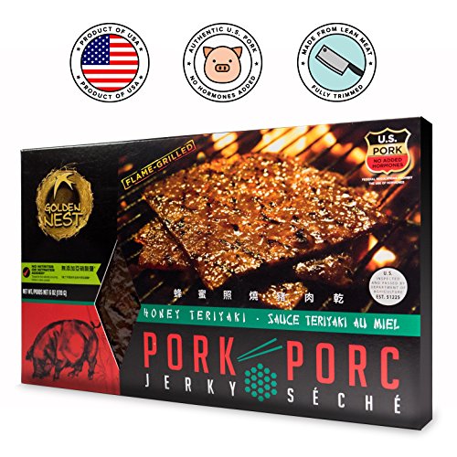 Golden Nest Pork Jerky, Gluten Free, Healthy Homemade Style BBQ Meat From Gourmet USA Pork, Award Winning Premium BakKwa, 6 Ounces (Honey Teriyaki)
