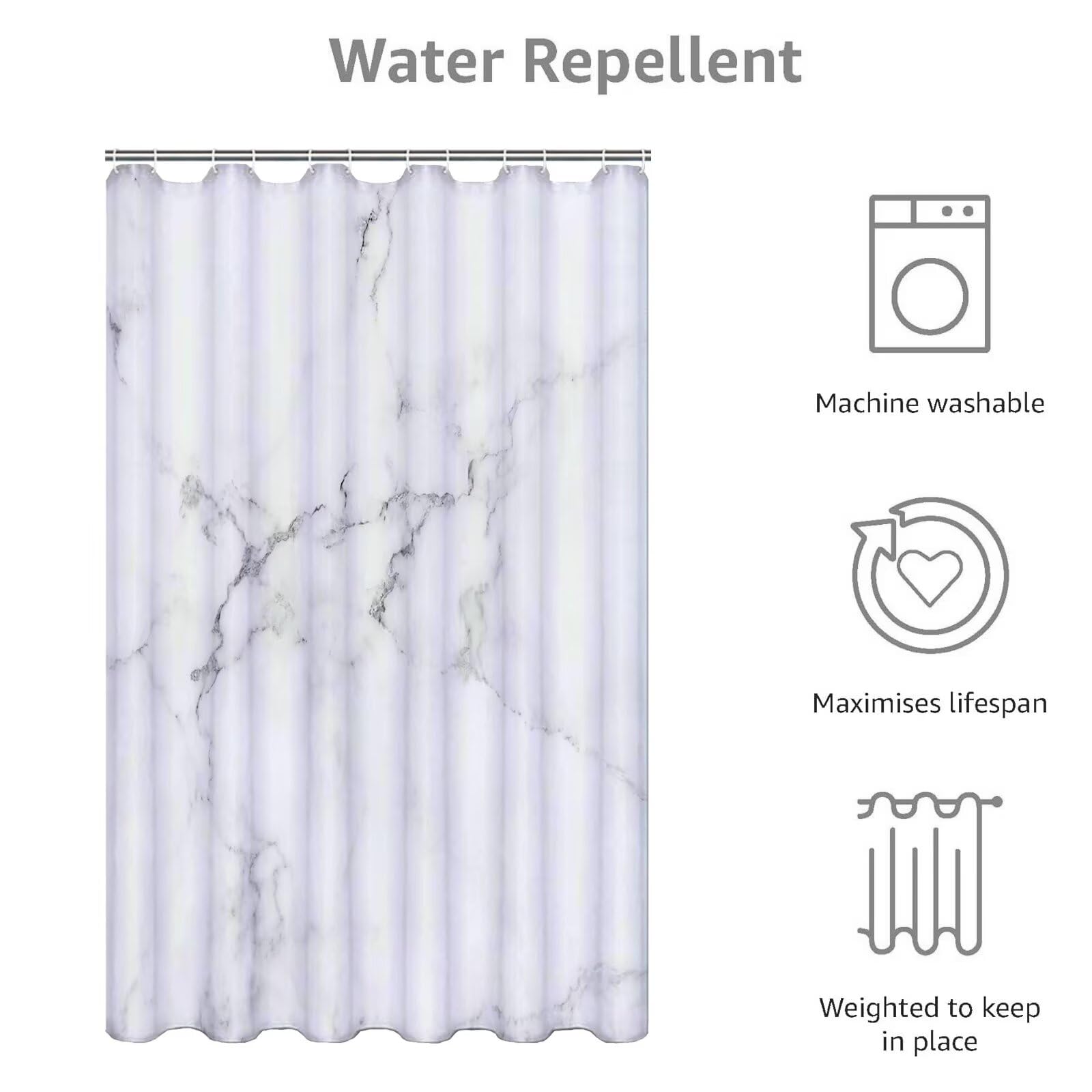 Texture Rideau Douche 180x210cm Rideau de Douche Brumeux Shower Curtain – Impression Polyester Tissu – avec 12 Crochets – Tissu Lavable en Machine – Imperméable – pour Salle de Bain – Hôtel D#358