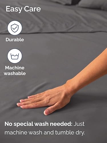 Miniatura 5 de CGK Unlimited Sábanas Bajeras 21 pulgadas, Microfibra, Gris oscuro, Completo