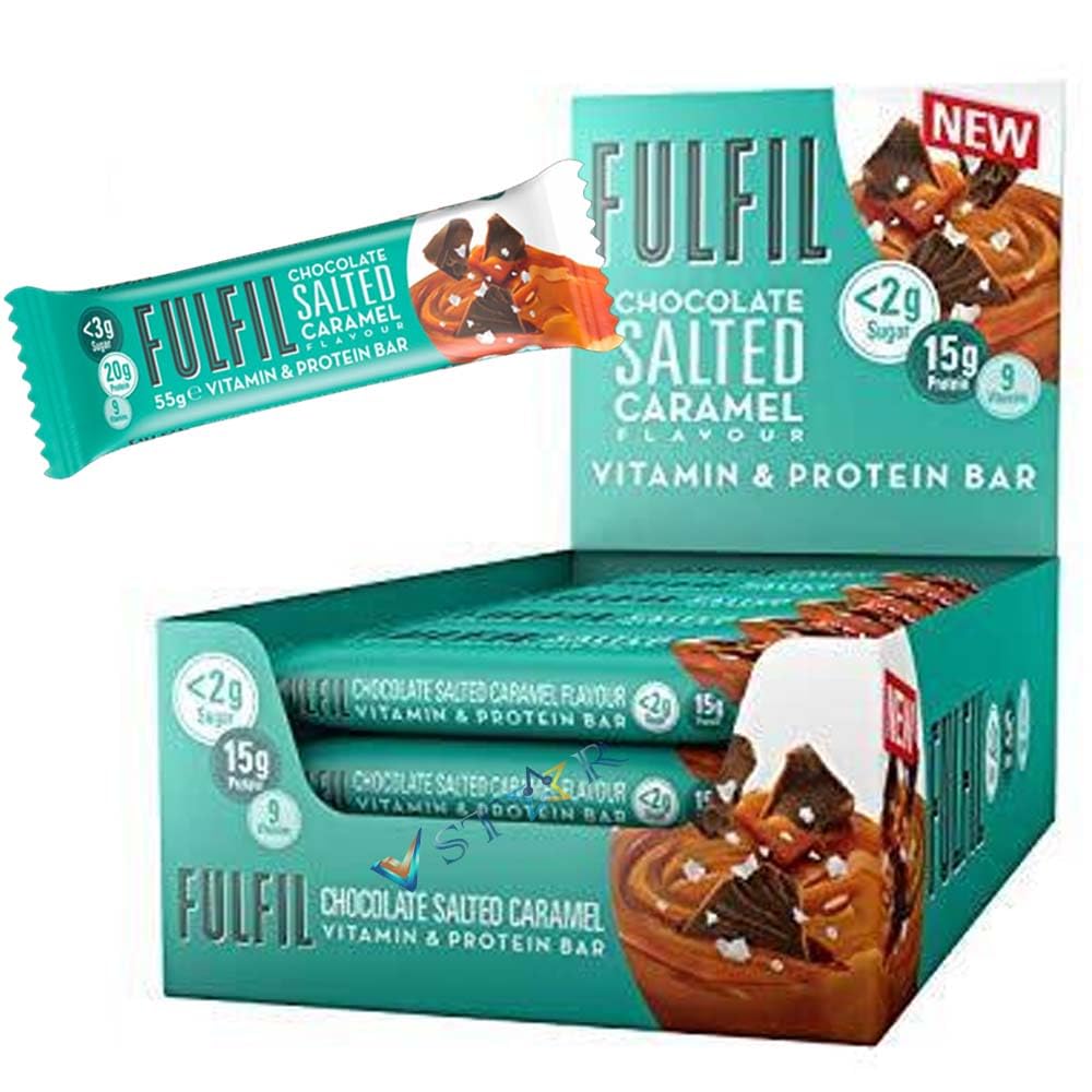 Fulfil Peanut Butter,Salted Caramel,Peanut & Caramel Flavour Vitamin & High Protein,Low Sugar Chocolate Bar 40g (Pack of 15, Salted Carramel Flavour)