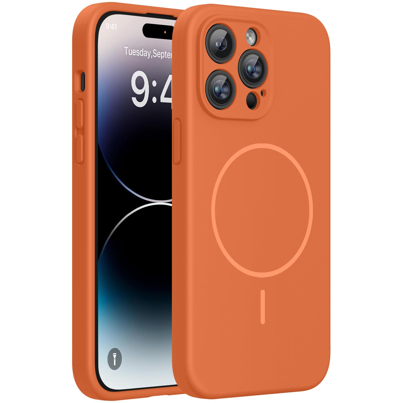 Miracase Magnetic for iPhone 14 Pro Max Case, Silicone, Amber Orange