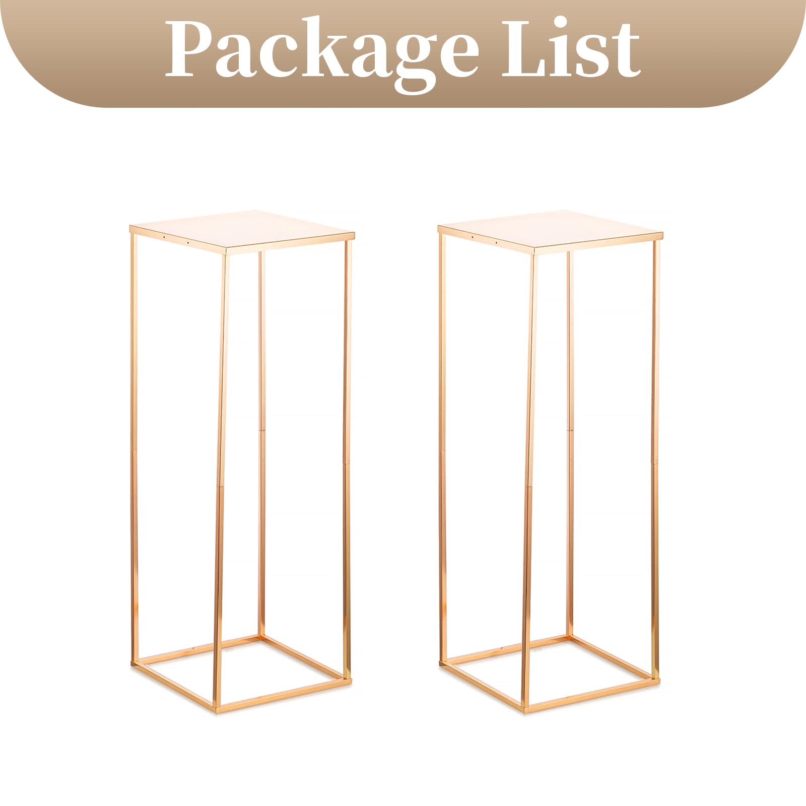 Sziqiqi Floor Vase Tables Centerpieces for Reception - 2 Pcs Metal Column Geometric Flower Stand 31.5in Gold Tall Flower Display Rack Decorations for T-Stage Wedding Party Event