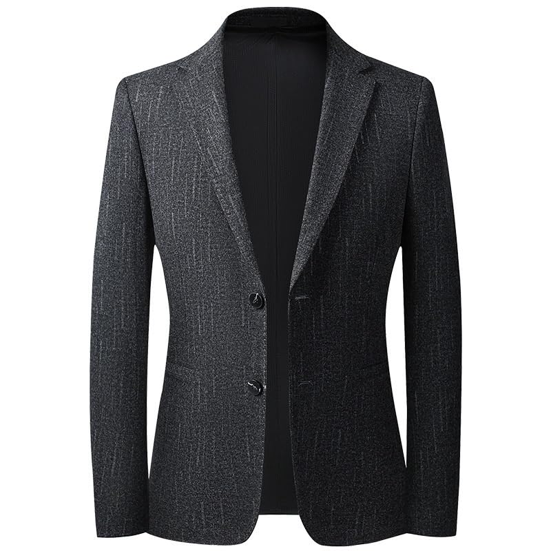 Mens Black Casual Suit Jacket Slim Fit Two Button Notched Lapel Business Daily Lightweight Jacket