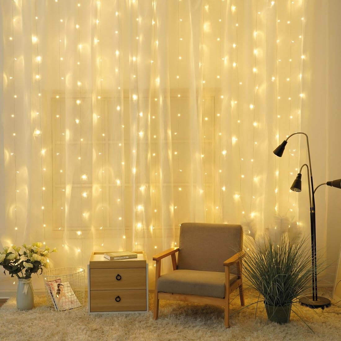 Rideau LED 2 x 2 m Lumière chaude