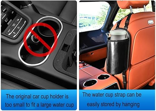 Miniatura 6 de Expansor de portavasos grande para automóvil, portavasos de fibra Mertial Cabon para botellas de agua grandes, bolsa de soporte para bebidas
