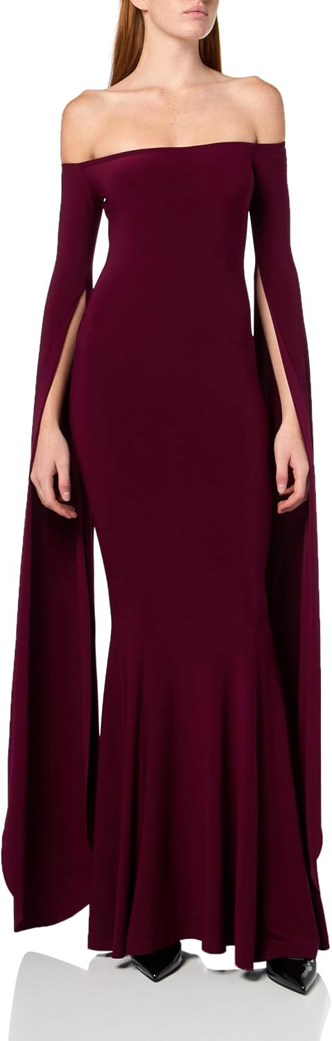Norma Kamali Women's Off Shoulder Ribbon Sleeve Fishtail Gown