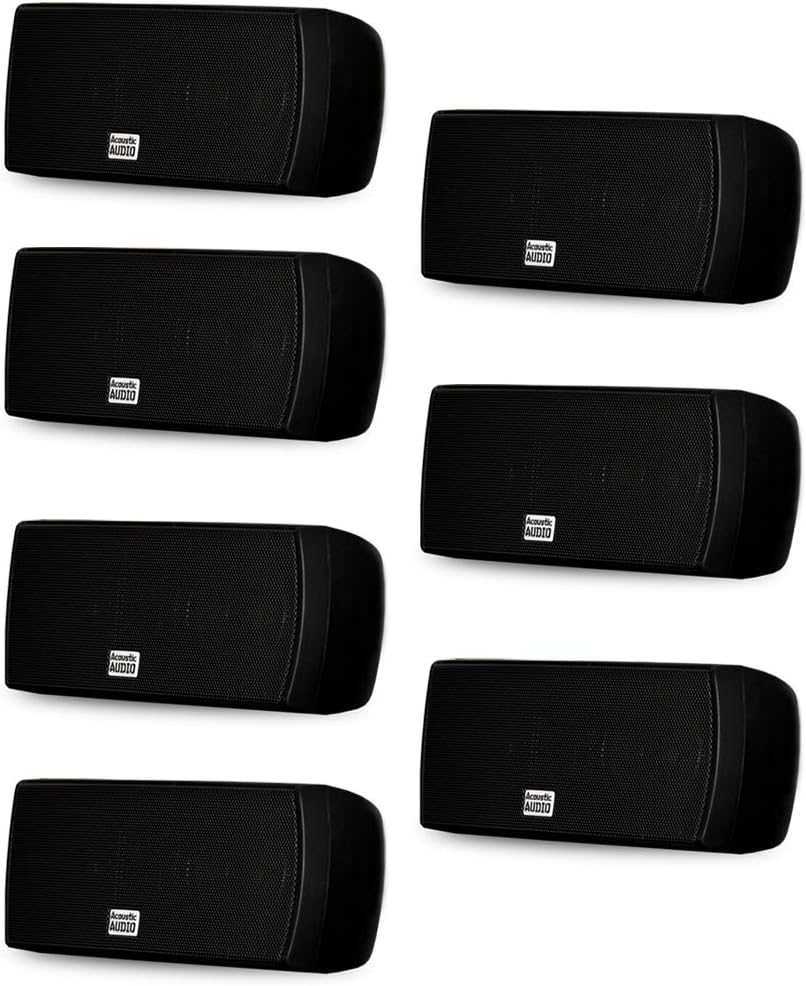 Acoustic Audio AA32CB Mountable Indoor Speakers 2100 Watts Black Bookshelf 7 Speaker Set AA32CB-7S