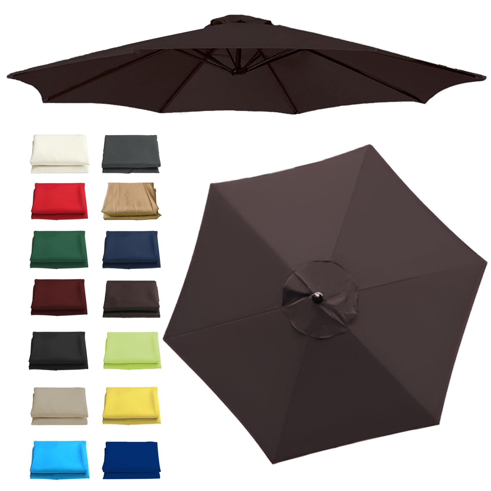 Canopy Cover - Patio Umbrella Replacement Canopy - 200cm/2.7m/300cm | 6 Arms/8 Arms - Sun Umbrella Replacement Cloth Cantilever Parasol Top Fabric Cover Sunshade Cloth(Color:Brown,Size:6 ribs-2m(6.5ft