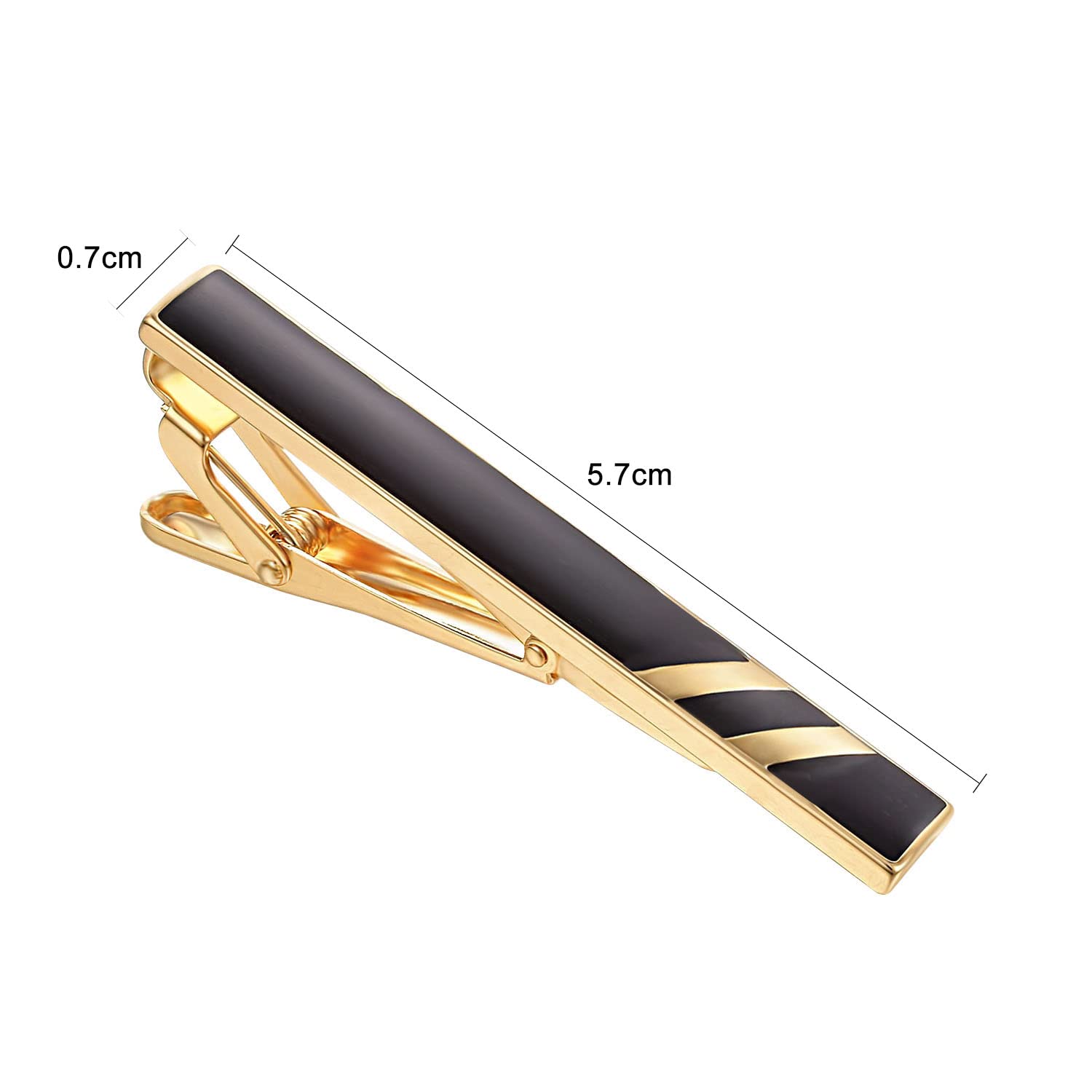 Asienice Engraved Tie Bar For Men Elegant Gorgeous Skinny Tie Bar For Businessmen Gold And Black Tie Clip Classic Minimalist