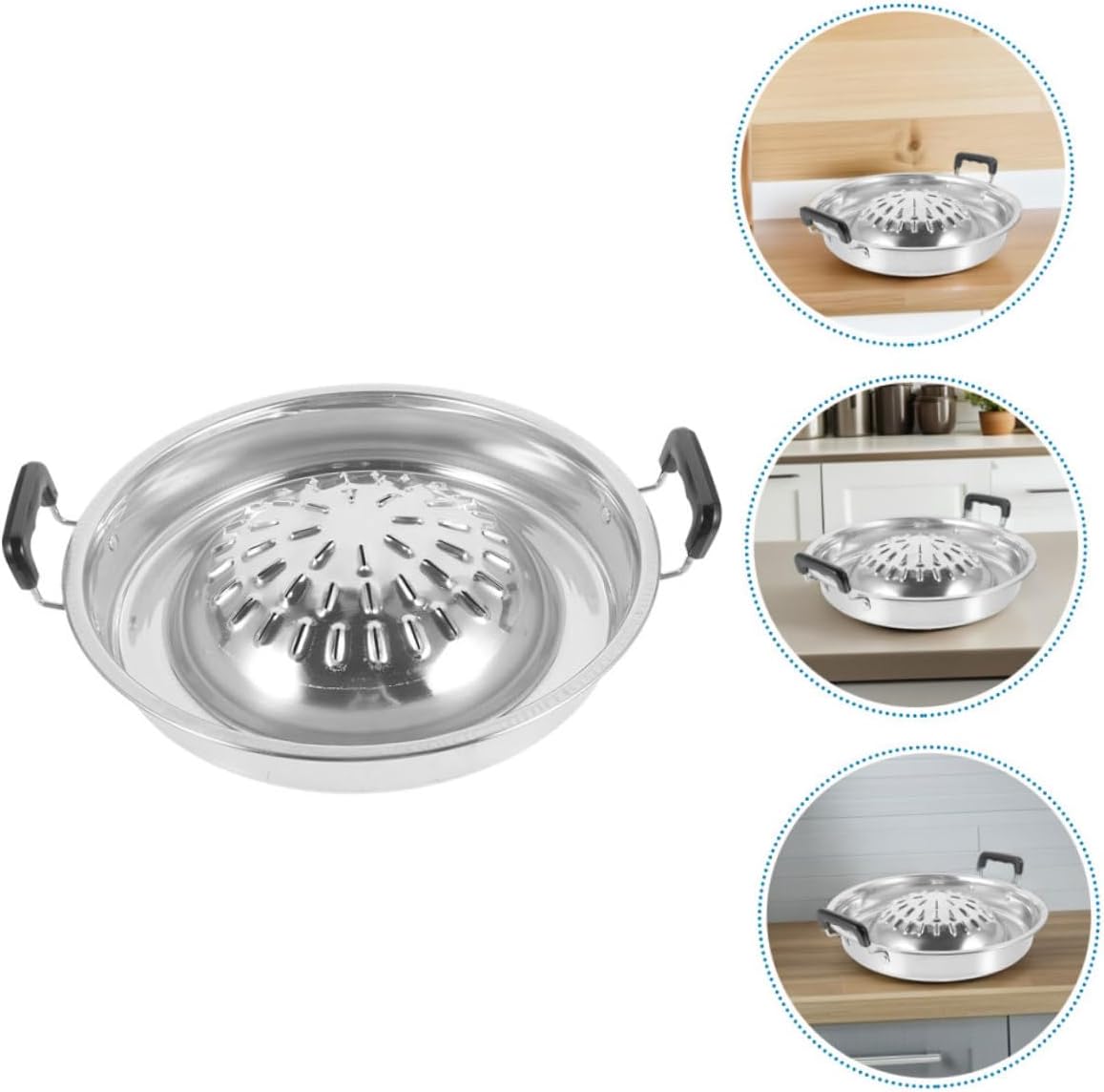 2pcs Round Barbecue Oven Korean Grill Plate Outdoor Grill Topper for Camping Household Bbq Pan