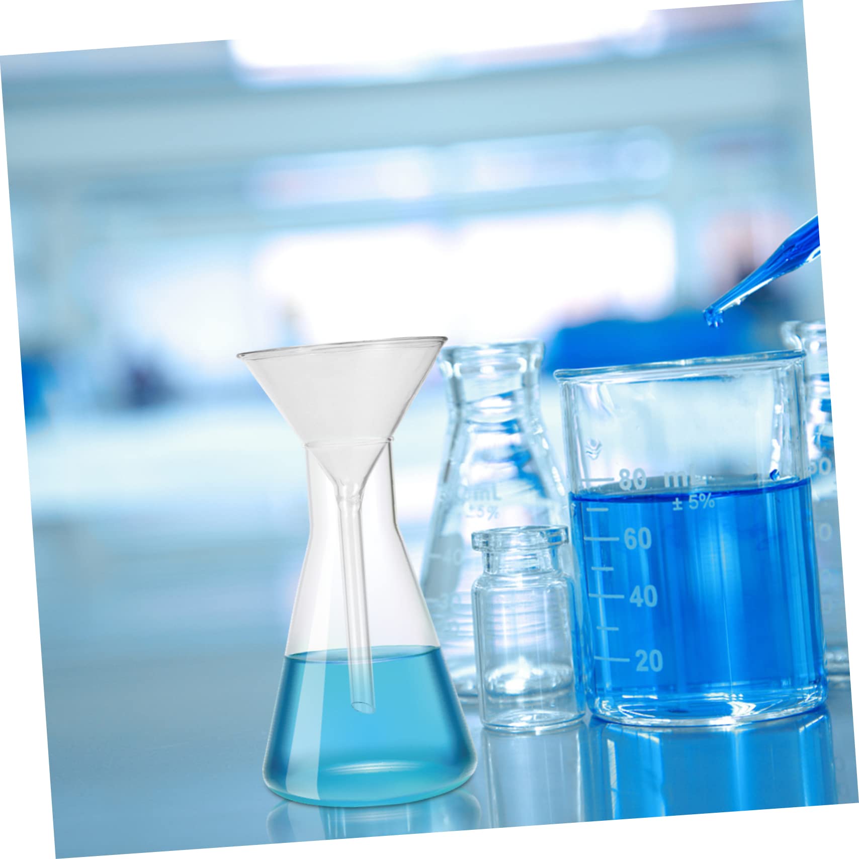 Cabilock Set di 4 Imbuto in Vetro da Laboratorio, Resistente Agli Shock Termici e Chimici, per Travasare Liquidi in Piccole Bottiglie, Riutilizzabile