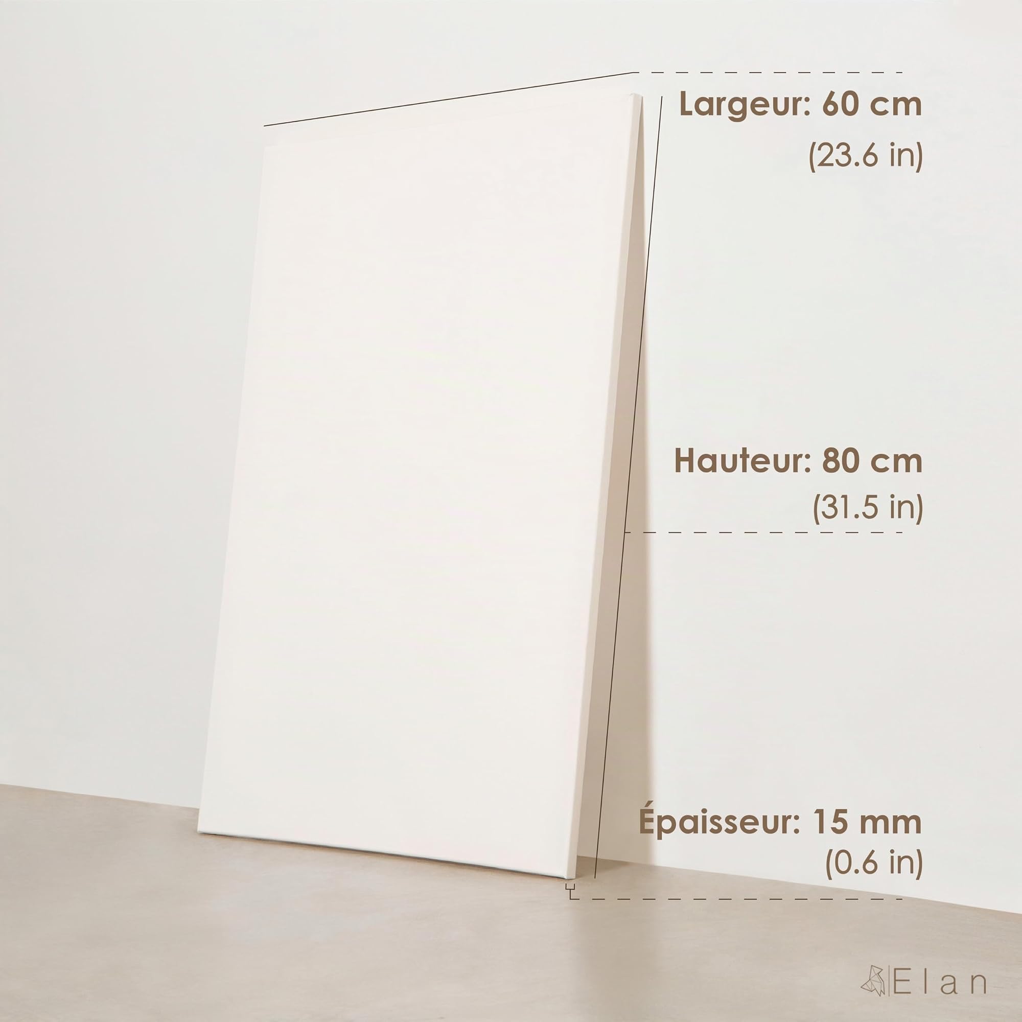 Elan Toile Peinture 60x80 cm, Lot de 4 Toiles à Peindre 380 GSM | Toile à Peindre Grand Format à Triple Apprêt, Sans Acide, en 100 % Coton Naturel, Idéale pour la Peinture à l'Huile