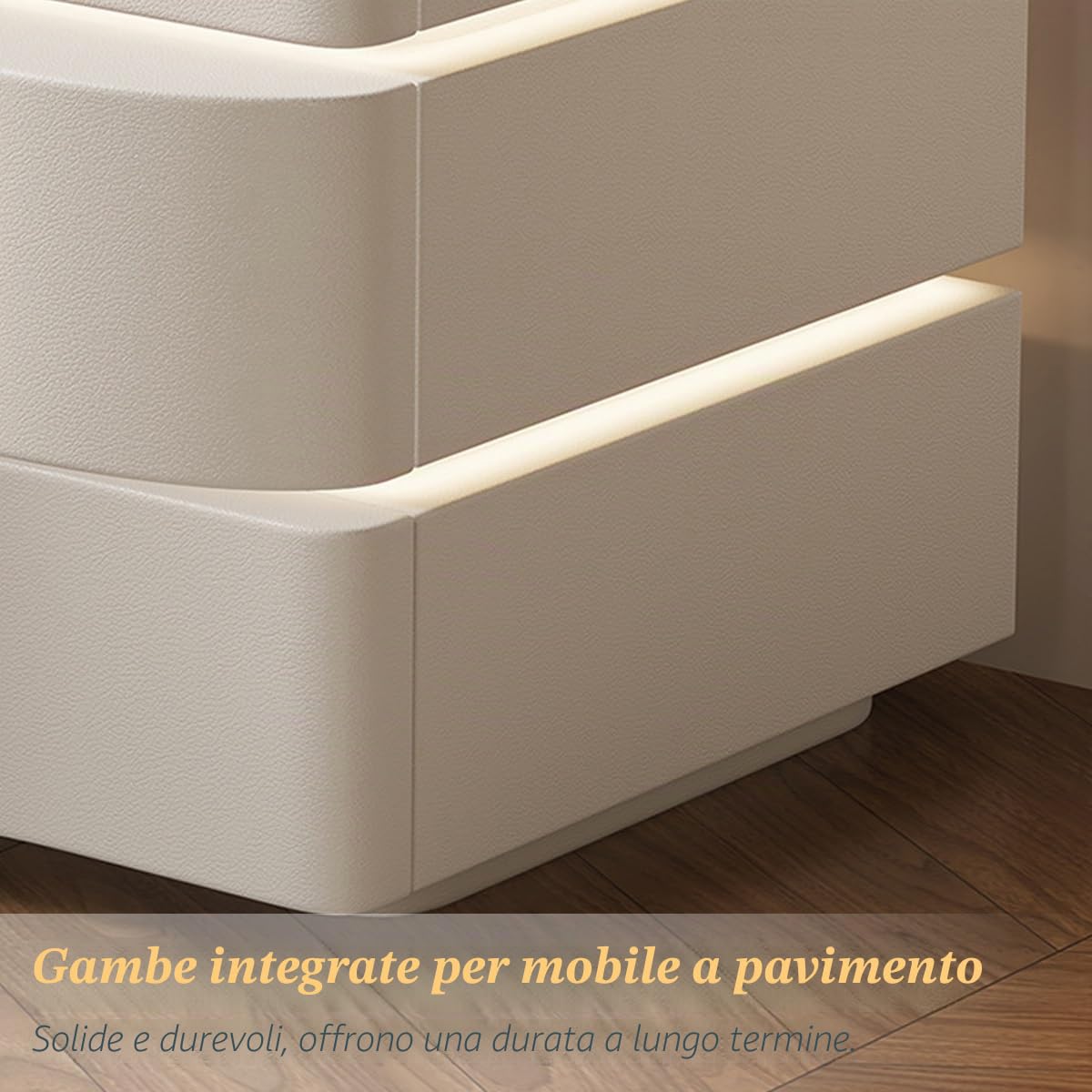 Comodino con Cassetti in Legno, Comodino A LED, Comodino Bianco, Comodini Camera da Letto Moderni, Comodino Moderno con Contenitore, Comodino Camera da Letto.(Brown,40 * 43 * 43CM)