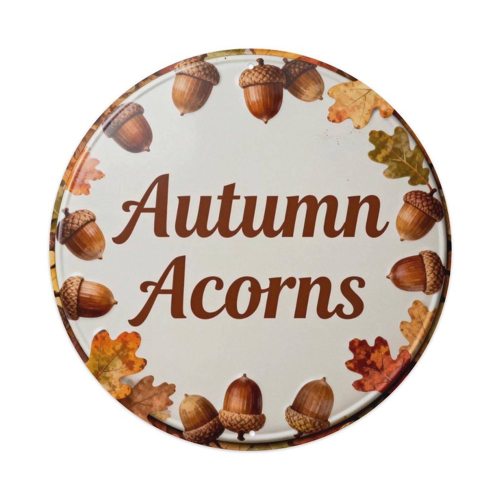 Autumn Acorns Metal Tin Sign Plaque