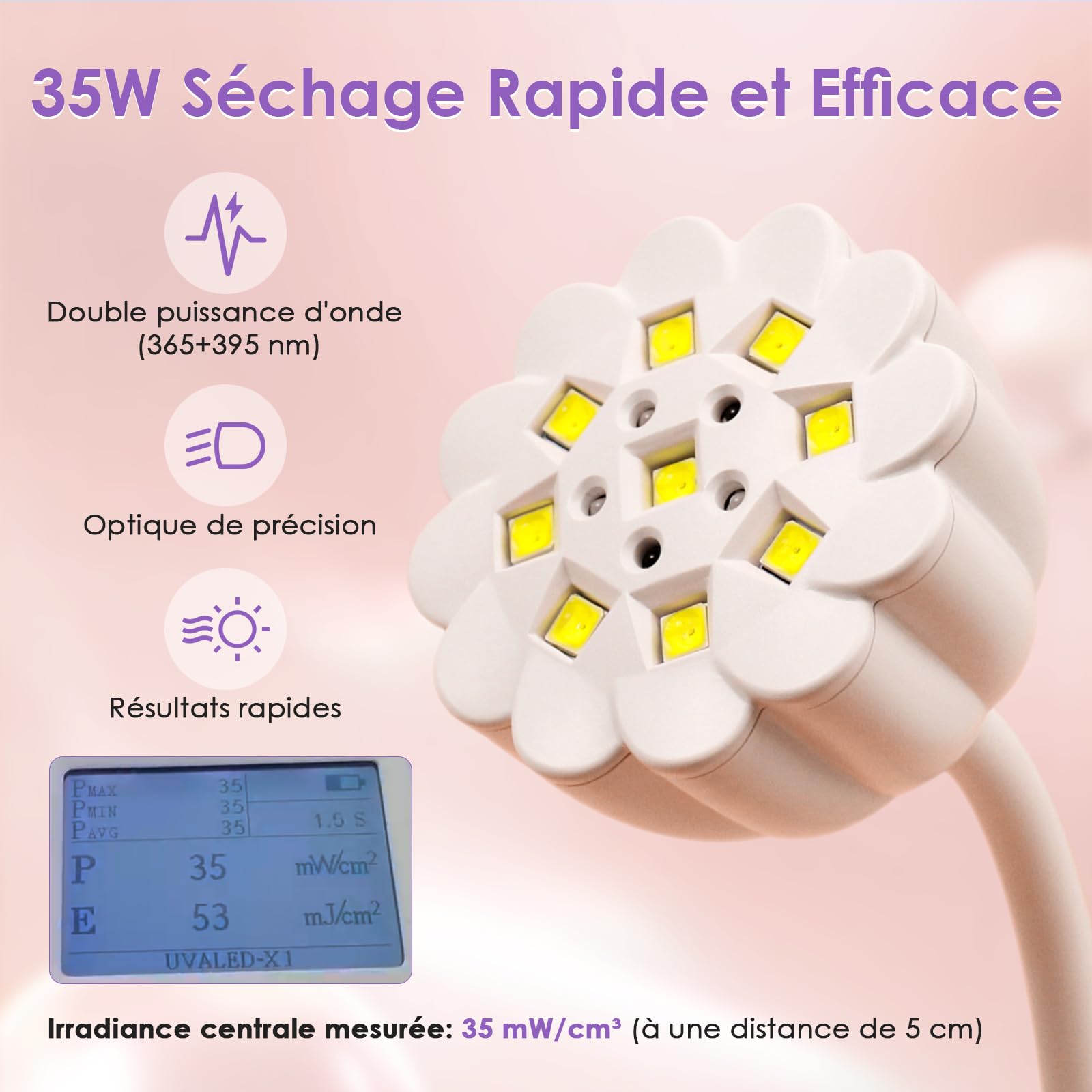 Delanie 35W Lampe UV Ongles Gel avec Capteur Automatique Intelligent & Écran LCD, Séchage Rapide 4 Minuterie de 10s/30s/60s/90s, Design Col de Cygne Flexible pour Manucure à Domicile et en Salon