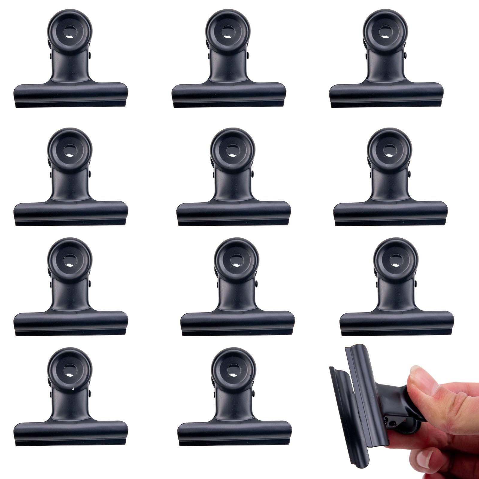 11pcs Letter Clips, 75mm Pockets Closure Clips, Large Metal Clips, Bulldog Clip, Desk Clips, Paper Ties, Bulldog Ties, Closure Clips, Metal Hinge Clips Black โ image 1