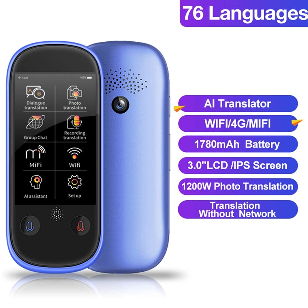 Natychmiastowe dwukierunkowe urządzenie do tłumaczenia głosu / 3-calowy tłumacz języka 2.4G WiFi, obsługa nagrywania tłumaczenia i tłumaczenia zdjęć, 77 języków Inteligentny tłumacz, szara rodzina