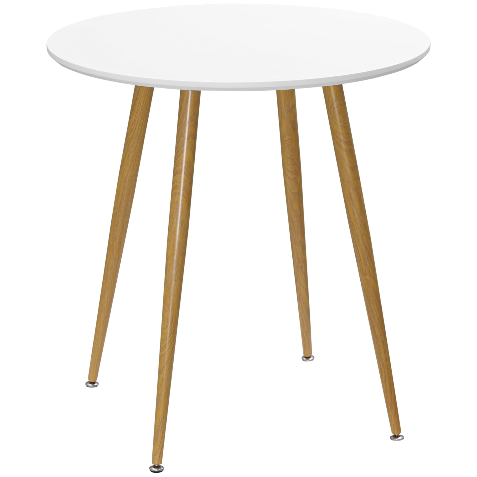 HOMCOM Mesa de Comedor Redonda para 2 Personas Carga 80 kg Ø72x75cm Blanco