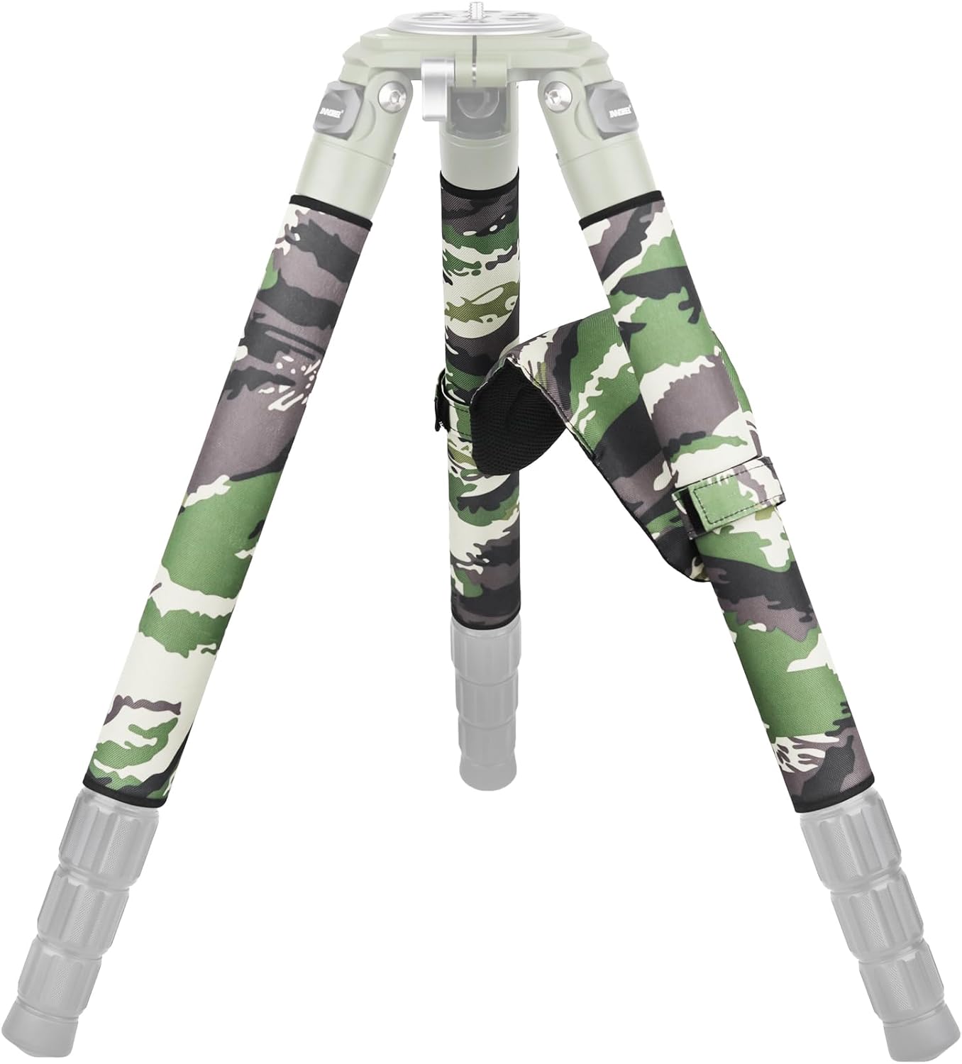 Tripod Leg Covers-INNOREL TS40G (Set of 4) Universal Tripod Protective Sleeves and Shoulder Pad Neoprene Chloroprene Rubber Wrap Removable Anti-Skid Waterproof Green Camouflage for 40mm Tube
