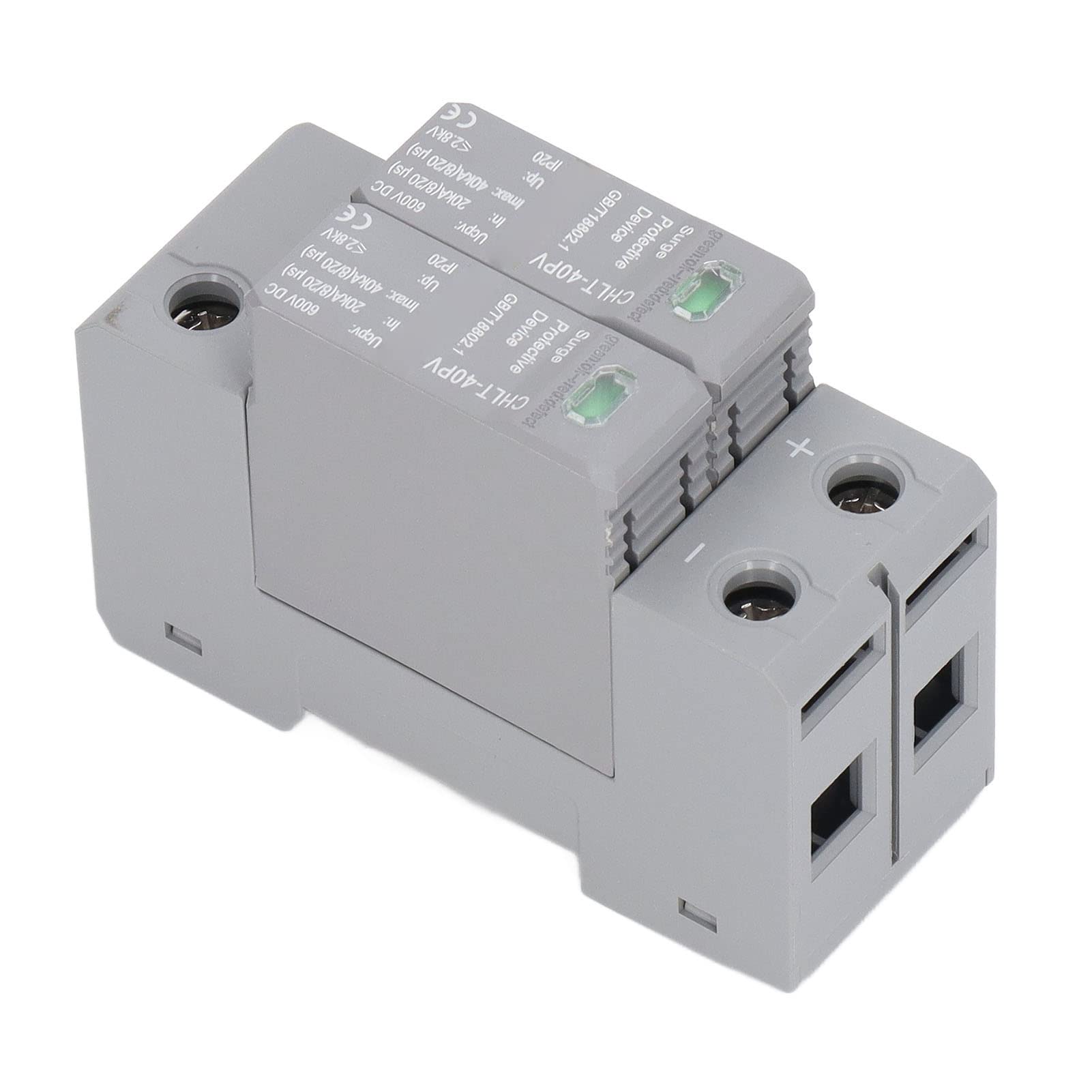 Parafoudre Photovoltaïque 2P, Parafoudre de Surtension DC600V DC, Haute Précision et Stable Parafoudre Basse Tension pour la Protection Des Équipements Électriques