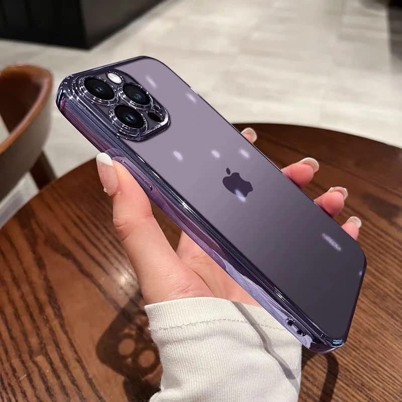 Image of mobistyle Designed for Iphone14 pro Luxury Electroplating TPU Edges Clear Case | Individual Camera Protection | Back Cover Case 4 Pro (Electroplating Purple)
