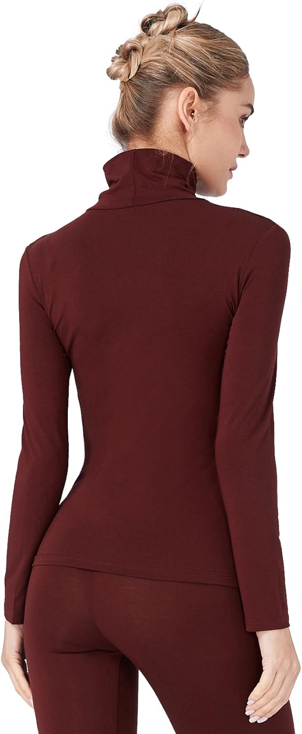 Liang Rou Women's Mock Turtleneck Ultrathin Long Sleeve Thermal Baselayer Undershirt Top - Image 5